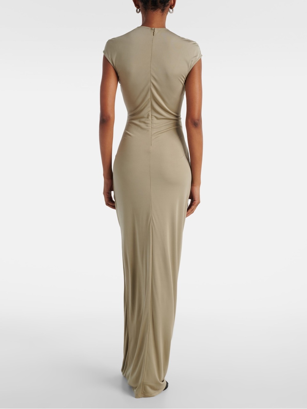 New Christopher Esber Duo Bezel Quartz Jersey Maxi Dress In Sage Green - Picture 9 of 16